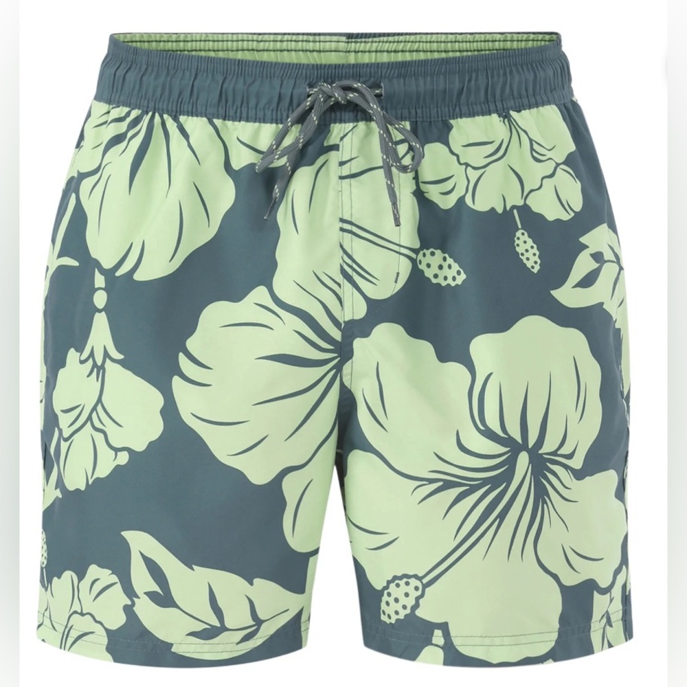 No Boundaries Men's Elastic Waist Swim Trunks, 6" Inseam